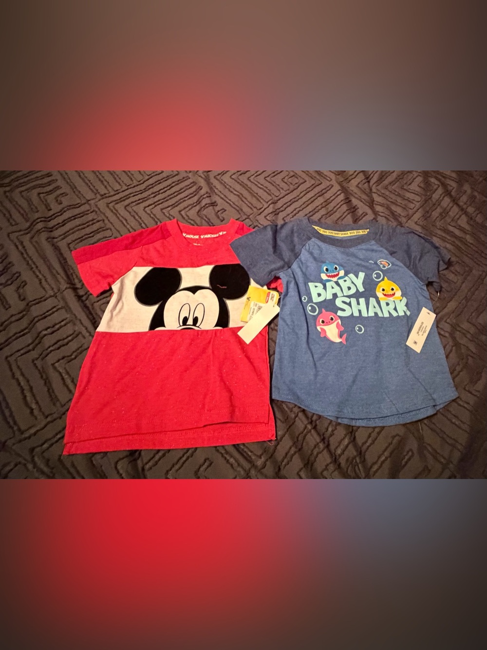 Disney Red Mickey & Blue Baby Shark Kids Short-Sleeve Tee Set